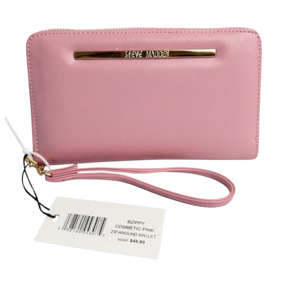 Steve Madden Bzippy Cosmetic Pink Zip Around Wallet